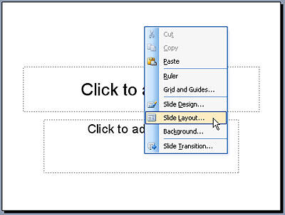 Slide Layout option within context menu