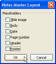 Notes Master Layout dialog box