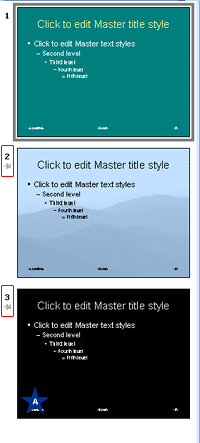 Pushpin icons placed before Slide Masters