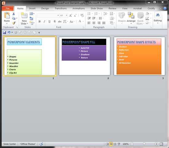 Slide selected within Slide Sorter view