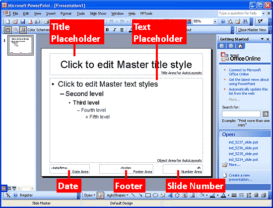 Slide Master view in PowerPoint 2003