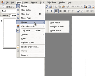 Master sub-menu within View menu