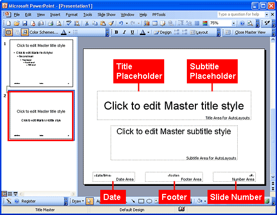 Title Master added within the Slide Master view