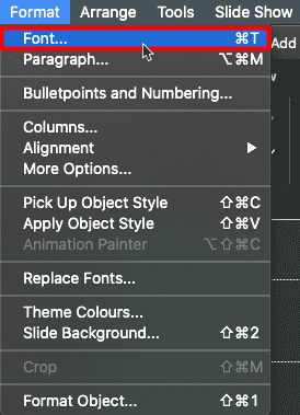 Access the Format menu in PowerPoint 365 for Mac Access the Format menu in PowerPoint 365 for Mac