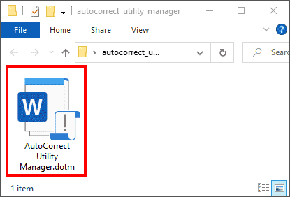 The AutoCorrect Utility Manager.dotm file is a Microsoft Word template The AutoCorrect Utility Manager.dotm file is a Microsoft Word template