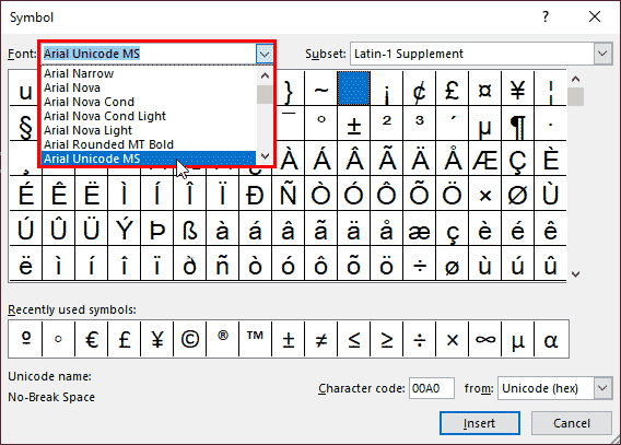 Choose Arial Unicode MS in the Font drop-down list in PowerPoint Choose Arial Unicode MS in the Font drop-down list in PowerPoint