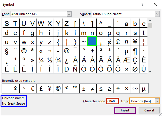Choose highlighted settings in the Symbol dialog box in PowerPoint Choose highlighted settings in the Symbol dialog box in PowerPoint