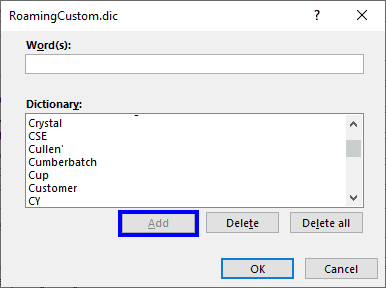 RoamingCustom.dic dialog box