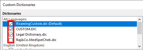 Enable or disable custom dictionaries in PowerPoint 365