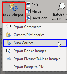 Export/Import button Export/Import button