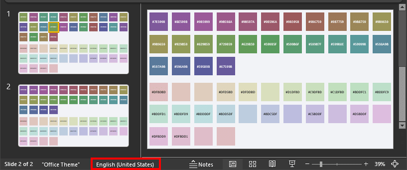 Language on the Status Bar in PowerPoint 365 Language on the Status Bar in PowerPoint 365