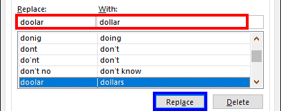 Selected word pair being edited in PowerPoint 365
