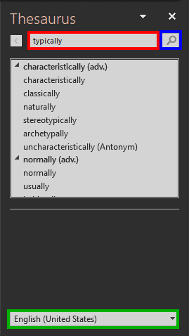 Thesaurus Task Pane in PowerPoint 365 for Windows Thesaurus Task Pane in PowerPoint 365 for Windows