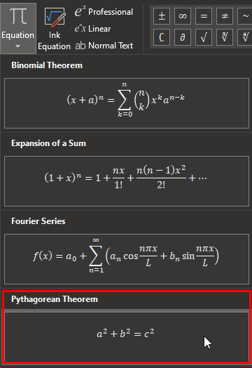 Choose a ready-to-use equation