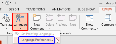 Language drop-down menu Language drop-down menu