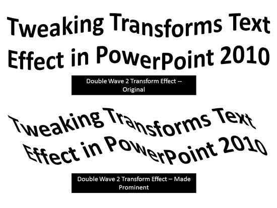Before and after variations of Text transforms