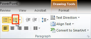 Numbering button within Home tab of the Ribbon