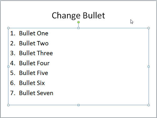 Bulleted list changed to numbered list
