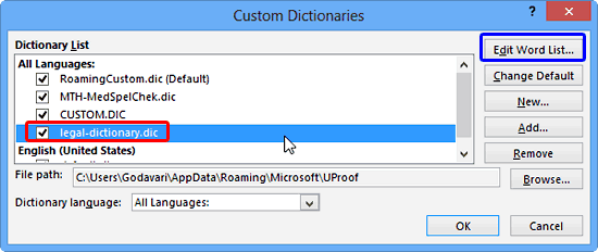 New dictionary added to the Dictionary List New dictionary added to the Dictionary List