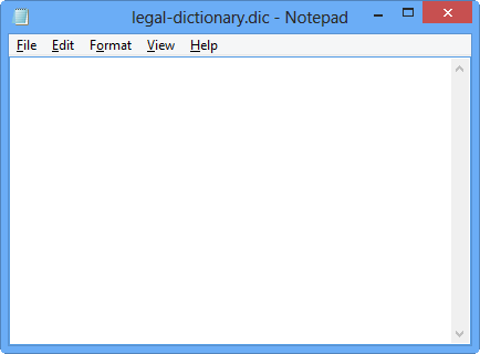 New dictionary file opened in Notepad New dictionary file opened in Notepad
