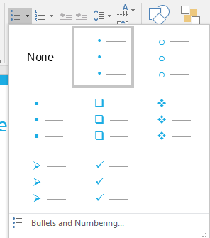 Bullets drop-down gallery