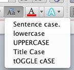 Change Case drop-down gallery