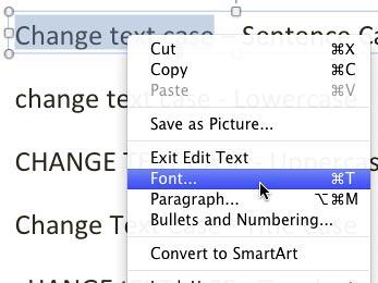 Font option to be selected