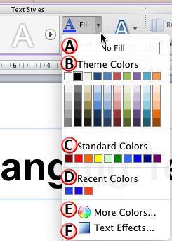 Fill drop-down gallery Fill drop-down gallery