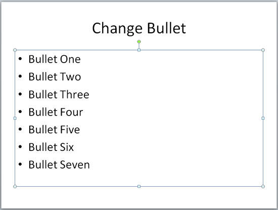 Slide with bulleted text