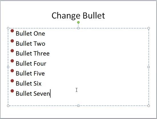 Bullet color and size customized on the slide