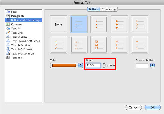 Size value is changed