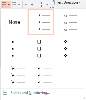 Bullets drop-down gallery Bullets drop-down gallery