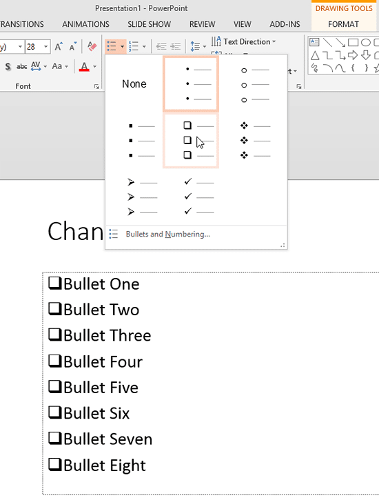 Live preview of bullet styles Live preview of bullet styles