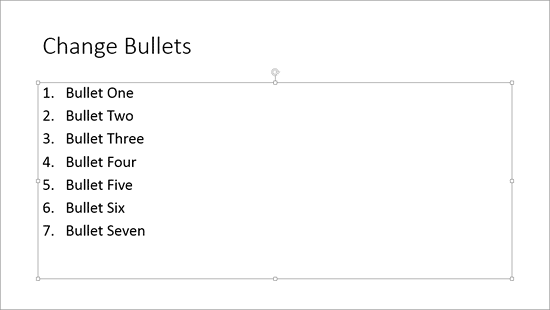 Slide with numbered text