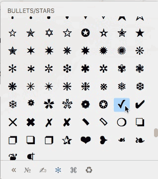 Locate the check mark in the Character Viewer