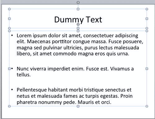 Text containers selected on the slide Text containers selected on the slide