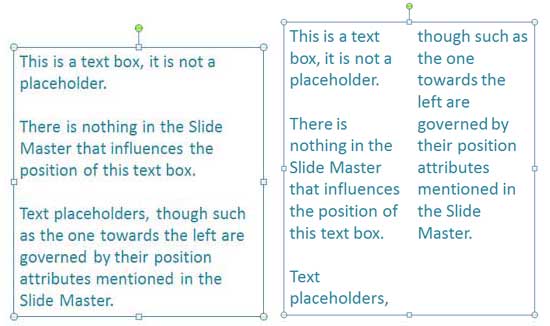 Compare the same text container with and without columns