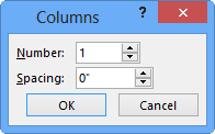 Columns dialog box Columns dialog box