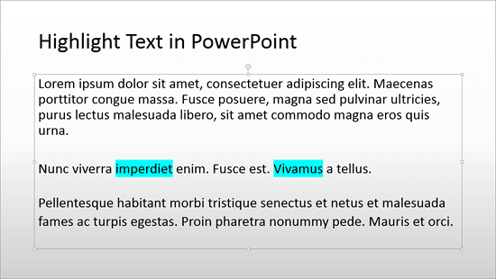 Highlight removed from the text Highlight removed from the text
