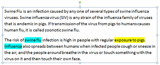 Highlight removed from the text Highlight removed from the text