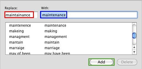 Adding new word pair within the AutoCorrect list Adding new word pair within the AutoCorrect list