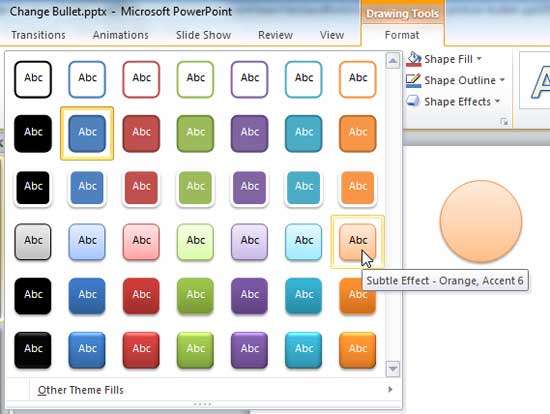 Shape Styles drop-down gallery Shape Styles drop-down gallery