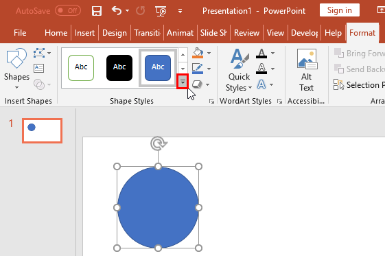 More button for Shape Styles More button for Shape Styles