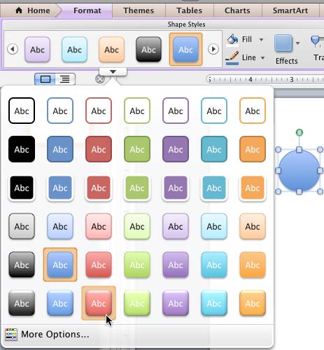 Shape Styles drop-down gallery