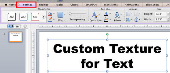 Format tab of the Ribbon Format tab of the Ribbon