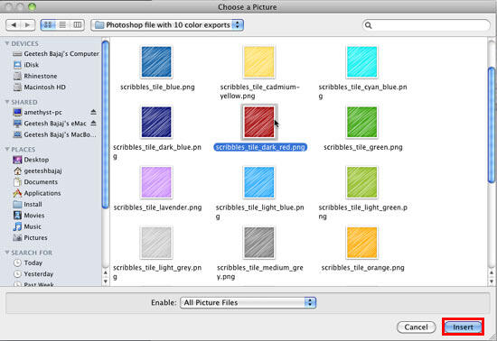 Choose a Picture dialog box Choose a Picture dialog box
