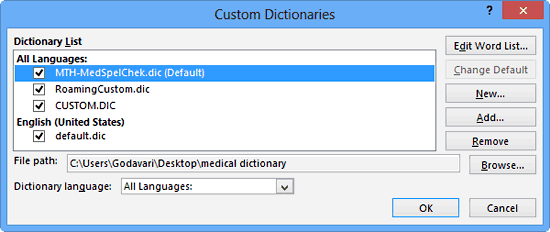 Suffixed word Default indicates the default dictionary Suffixed word Default indicates the default dictionary