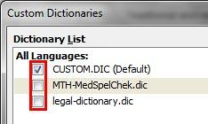 Enable/disable custom dictionaries for spell check