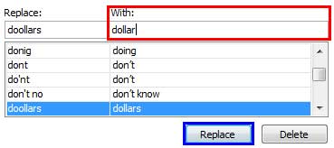 Selected word pair being edited Selected word pair being edited