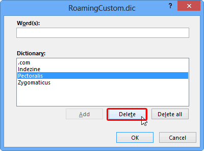 Word selected for deletion Word selected for deletion